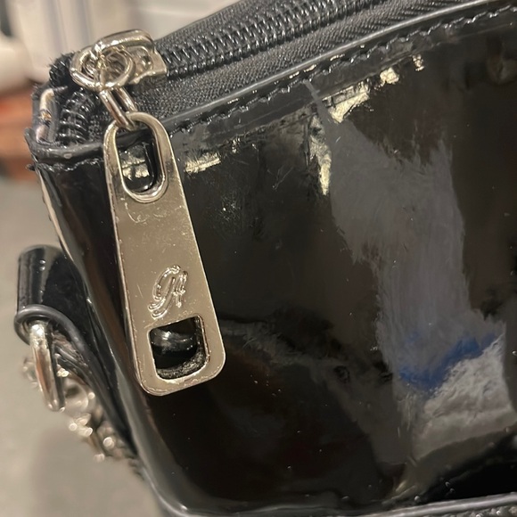 Grace Adele Black Patent Leather Purse with Strap - Picture 2 of 11